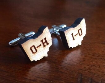 OH-IO Map Wood Cufflinks