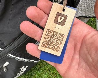 Golf Bag Tag - Venmo PayPal QR Code - Individuell gravierter Holzanhänger - Gepäckanhänger - Personalisiert - Zahlung - Golf Geschenk