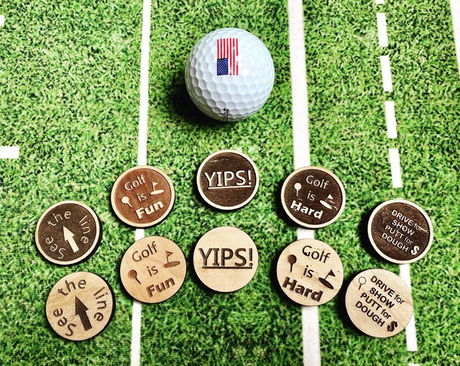 Custom Stainless Steel and Wood Engraved Golf Ball Marker Etsy