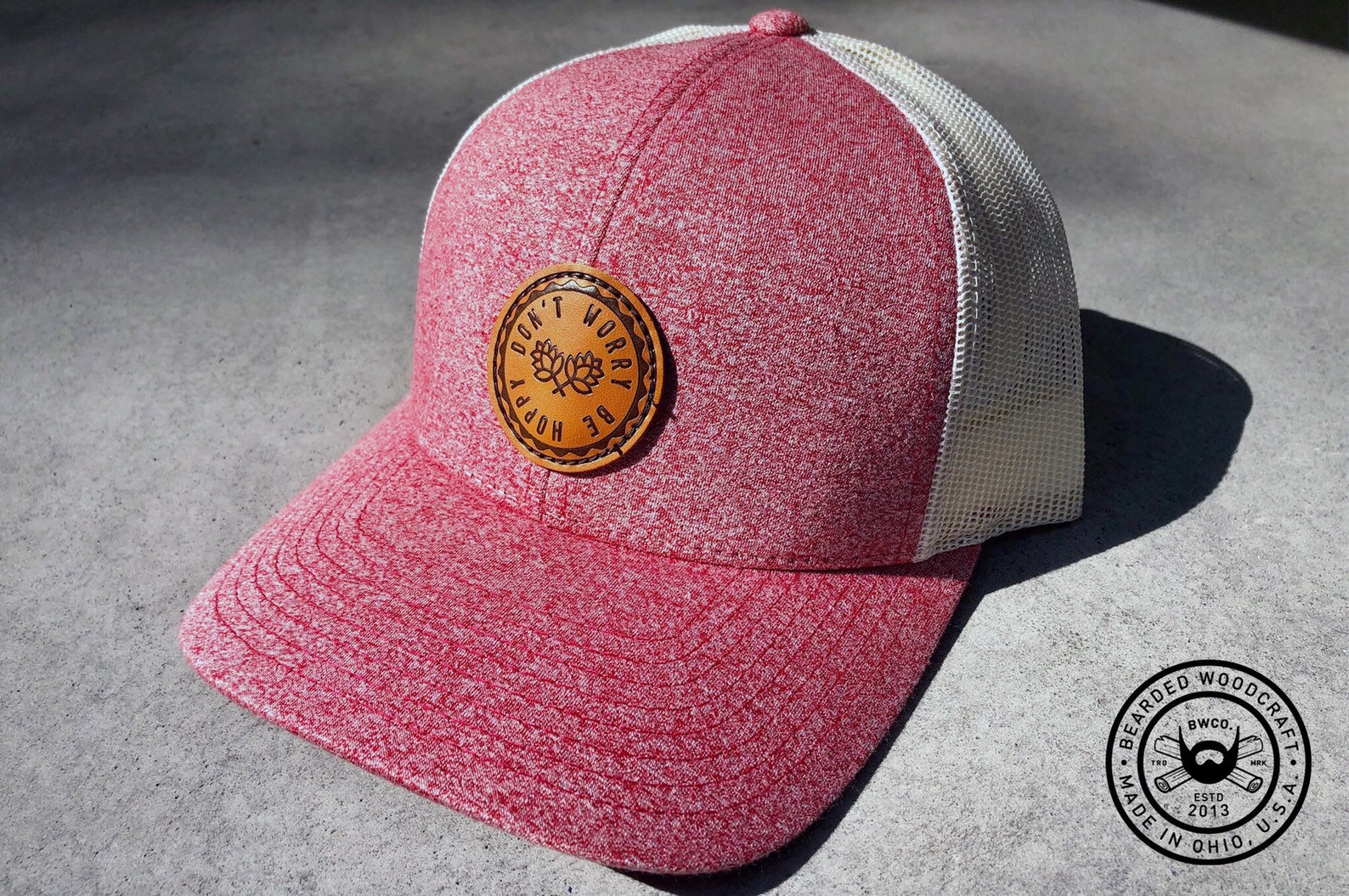 Laser Engraved Leather Patch Hat Be Hoppy FREE SHIPPING Etsy