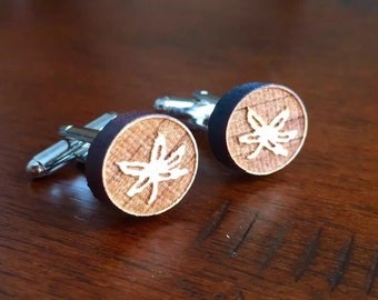 Buckeye Leaf Wood Cufflinks