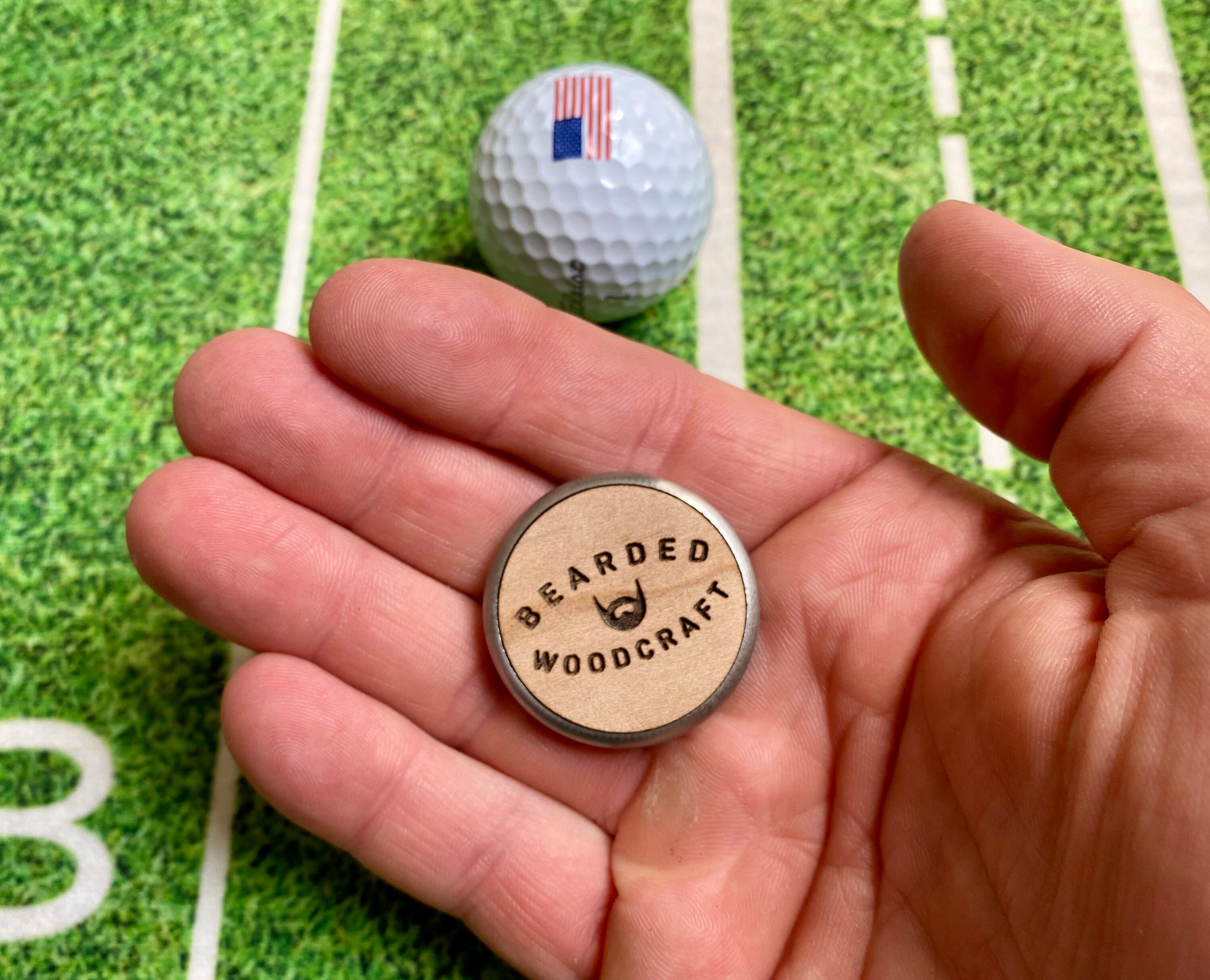 Custom Stainless Steel and Wood Engraved Golf Ball Marker Etsy