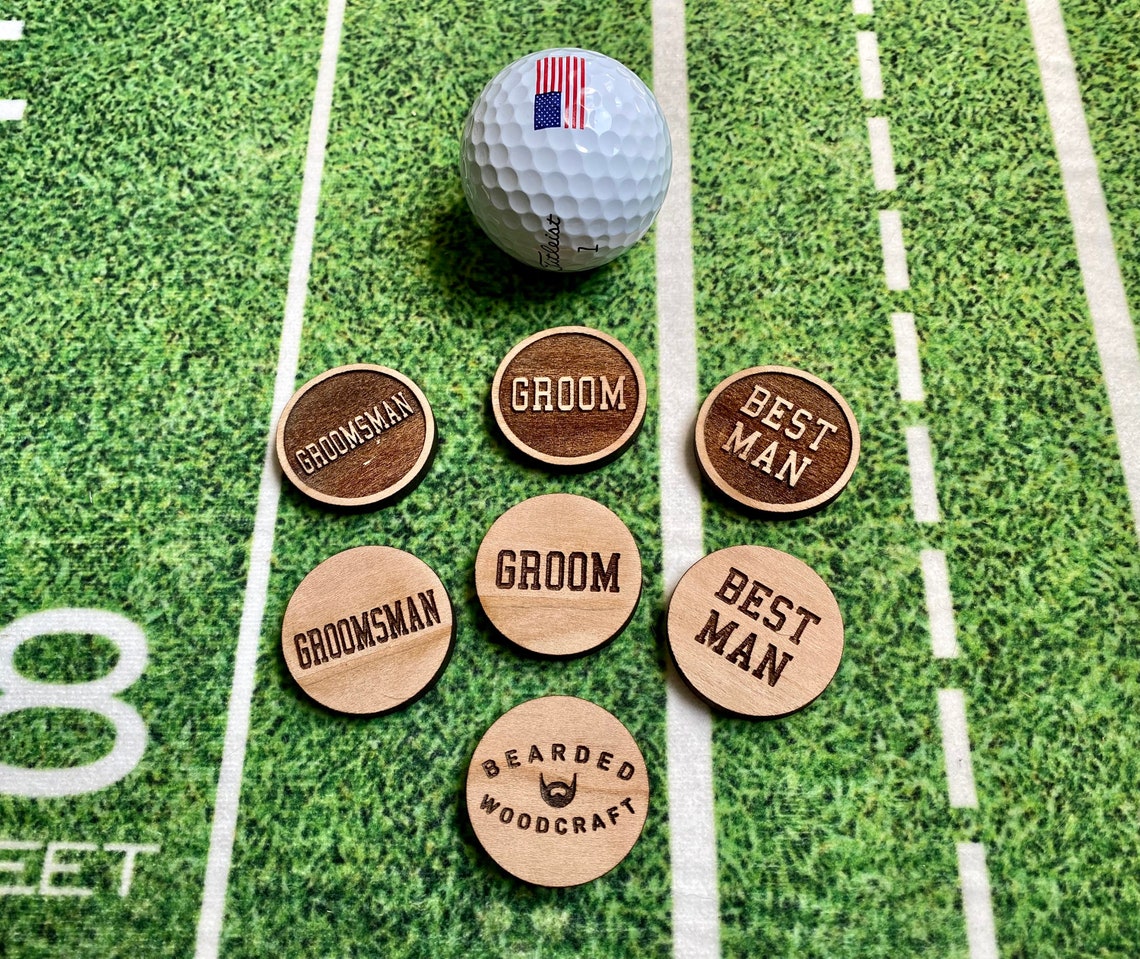 Custom Stainless Steel and Wood Engraved Golf Ball Marker Etsy