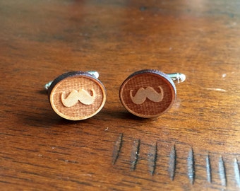 Mustache Wood Cufflinks