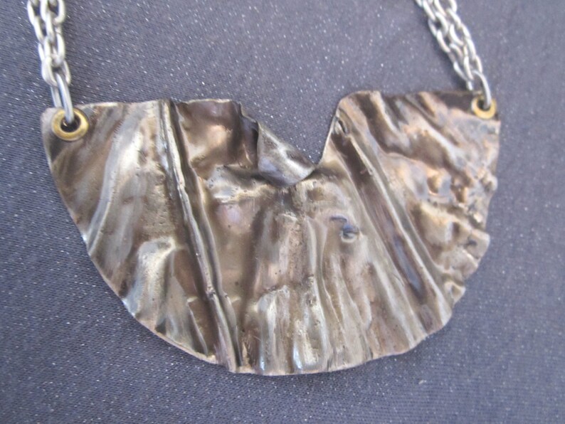 bib necklace pendant silver bib long industrial necklace silver necklace Brutalist jewelry necklace for women statement necklace