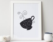 Coffee Mug Art Print Coffee Wall Art Tea Cup Decor Kitchen Gift