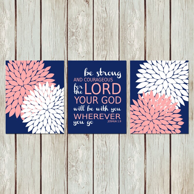 Joshua Bible Verse Citation Pivoine Fleurs Pépinière Art