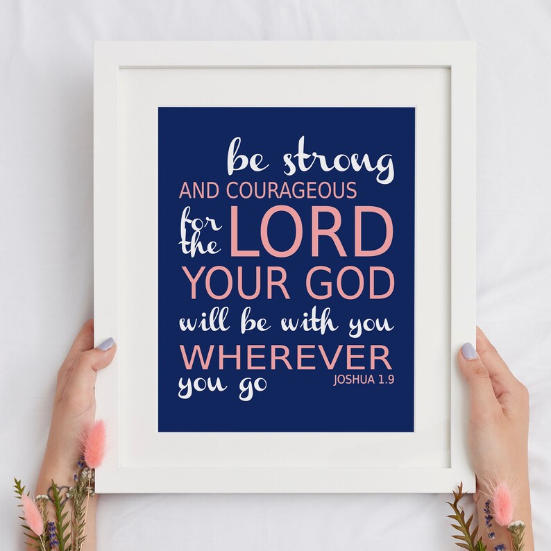Joshua Bible Verse Citation Pivoine Fleurs Pépinière Art