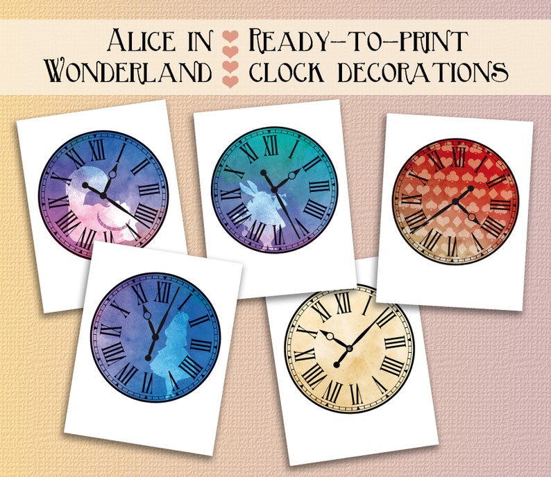 Alice in Wonderland Clock Party Printables Alice in Wonderland | Etsy