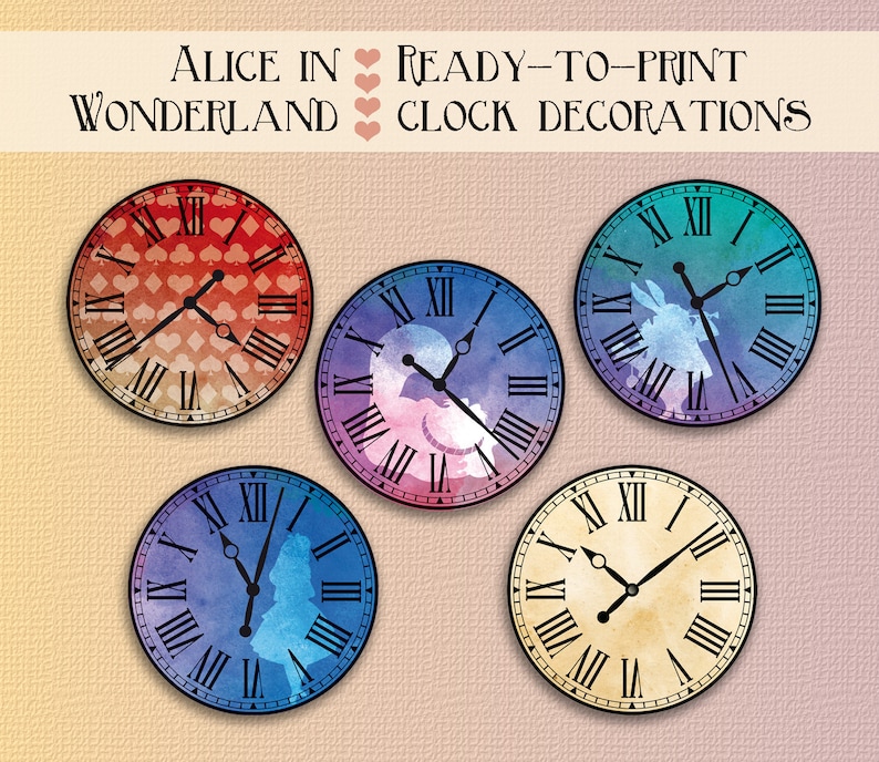 Alice in Wonderland Clock Party Printables Alice in Wonderland | Etsy