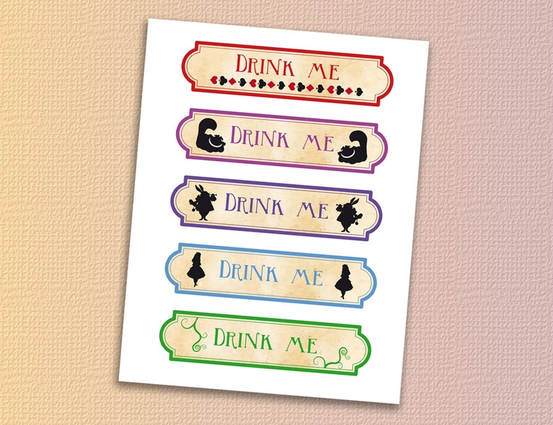 Alice in Wonderland Labels Party Printables Wonderland | Etsy