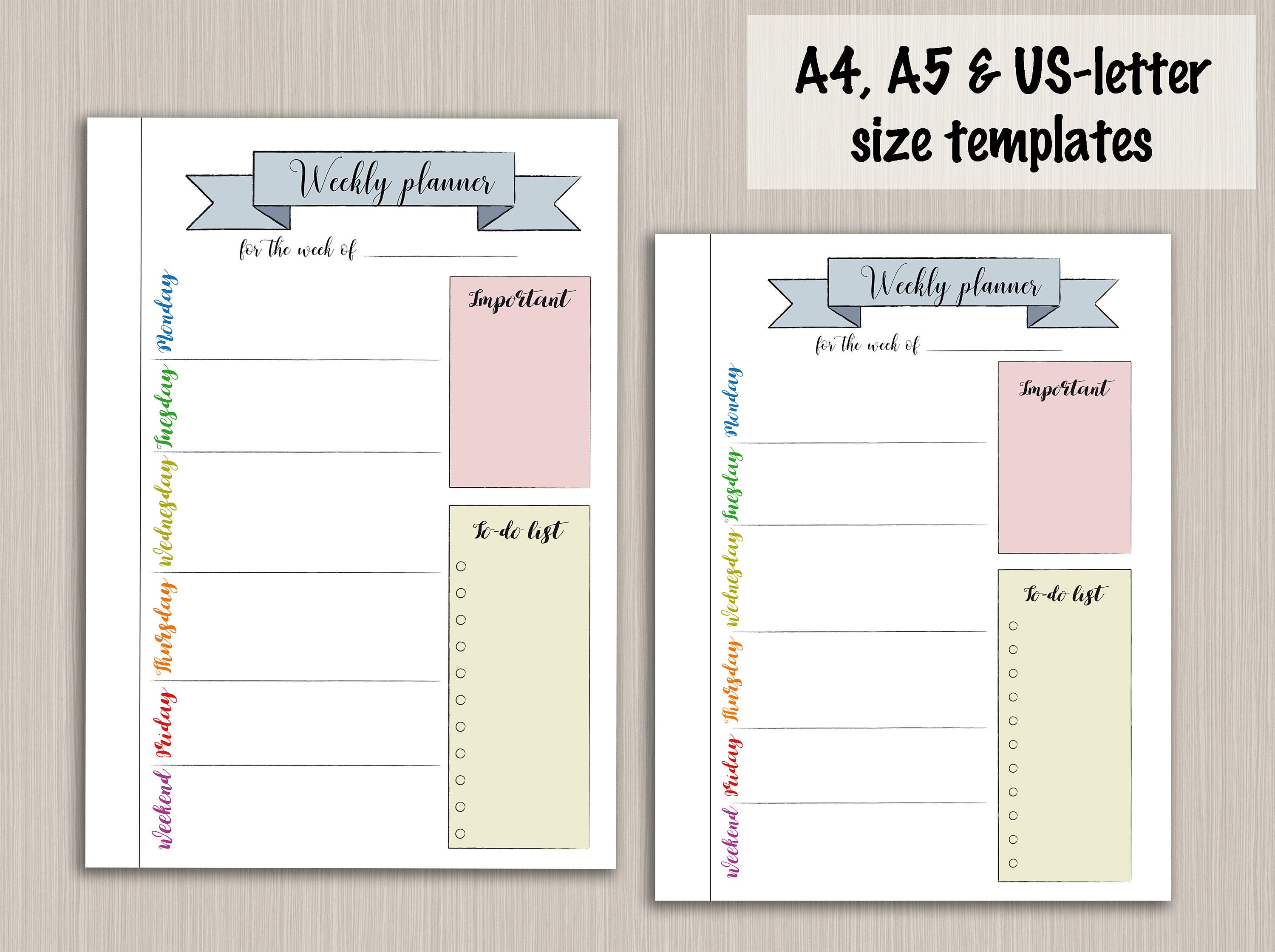 bullet journal printable weekly planner template for
