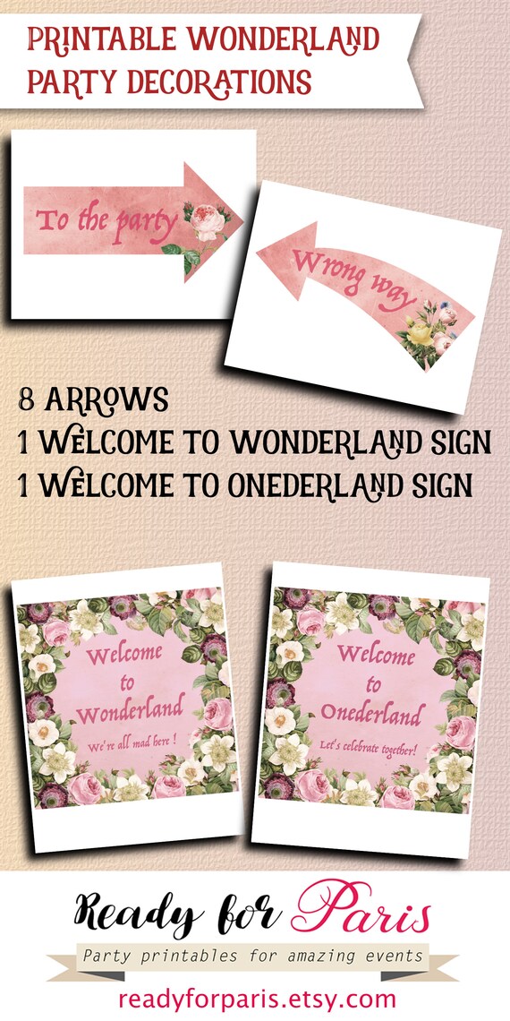 Alice In Wonderland Shabby Party Printables Onederland And Etsy Alice In Wonderland Shabby Party Printables Onederland And Etsy