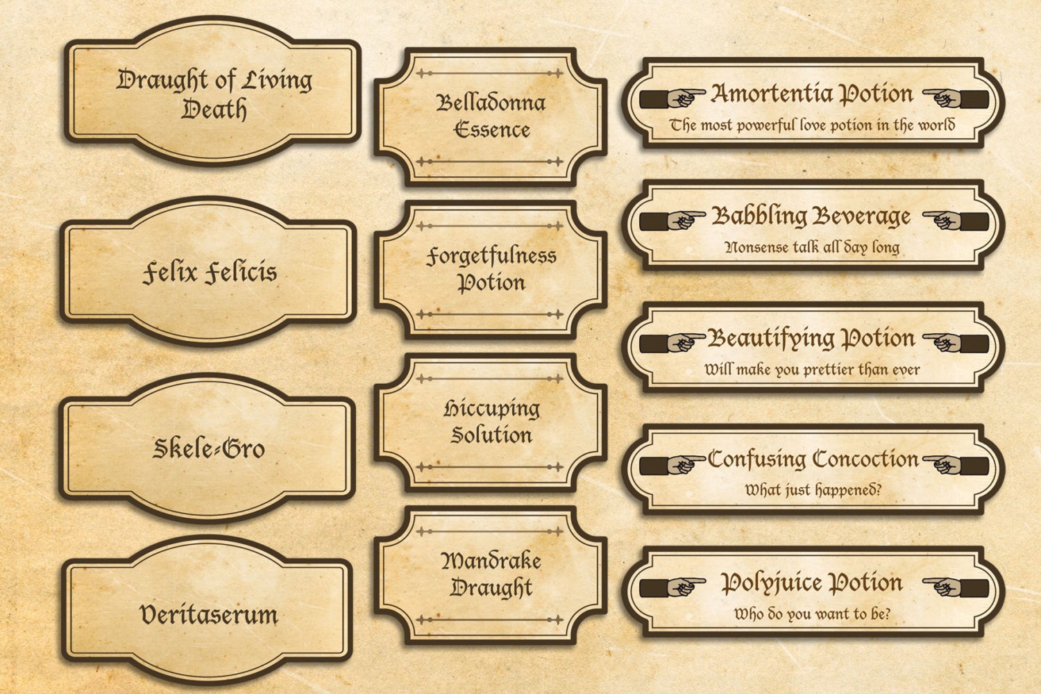 Magic & wizard labels party printables sorcery party Etsy