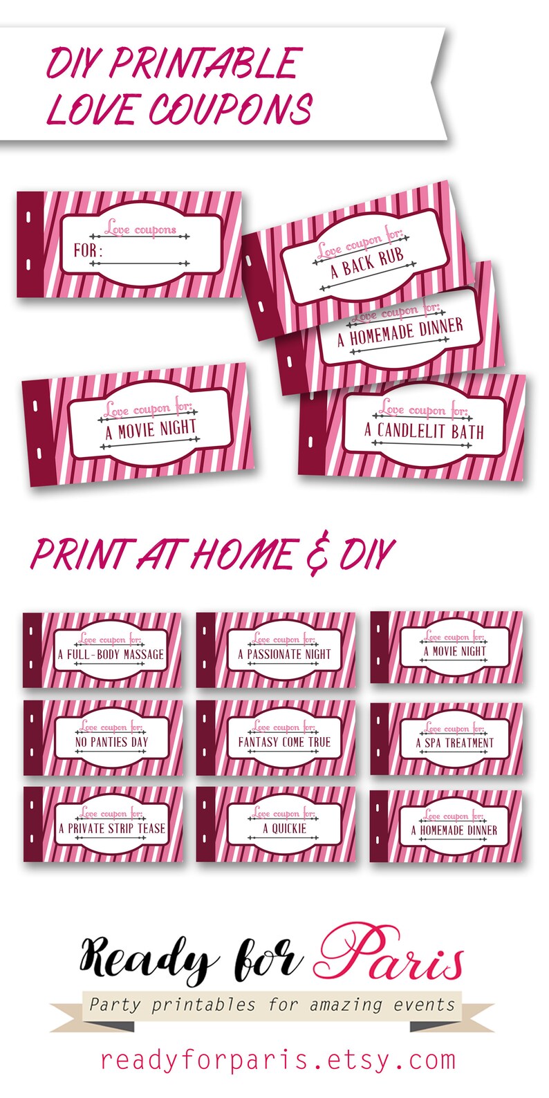 Pink Instant Download Printable Sexy Love Coupons Book Pdf Etsy