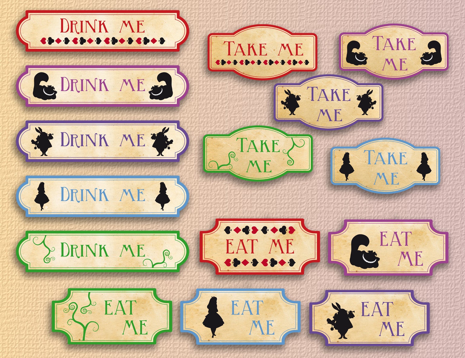 Alice in wonderland labels party printables wonderland | Etsy