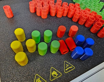 32 Piece Trouble Game Replacement Pieces Parts 32 Total Yellow Blue Green Red Tokens Pegs