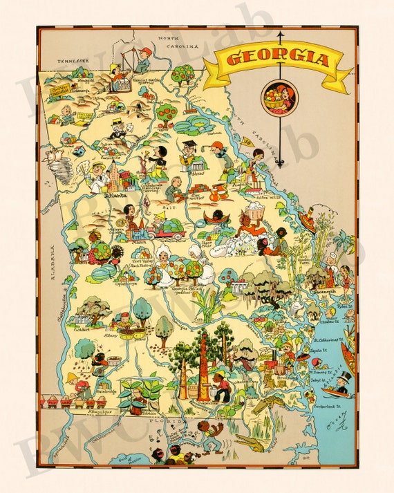 Canvas Reproduction Vintage Pictorial Map of California Print Ruth Taylor 1935