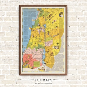 Alte Karte des Heiligen Landes im Nahen Osten, Vintage Bilddruck Illustration, Wand Kunst Dekor Geschenk Reise Poster Bild Karte