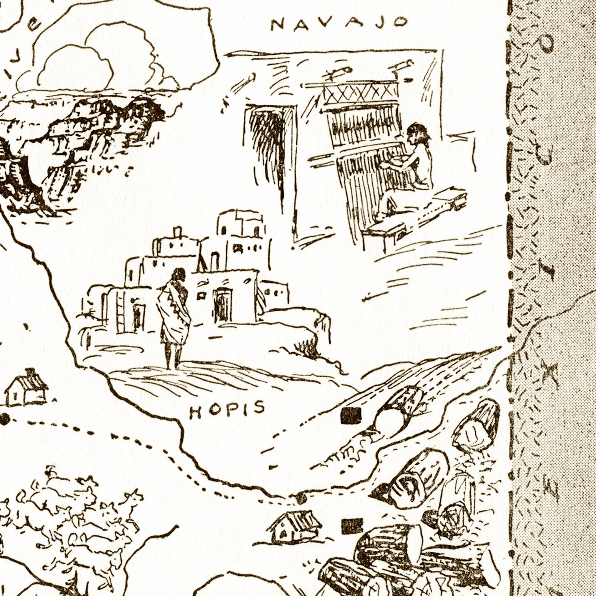 Vintage State Map of Arizona – Fun Pictorial Whimsical Cartoon Print ...