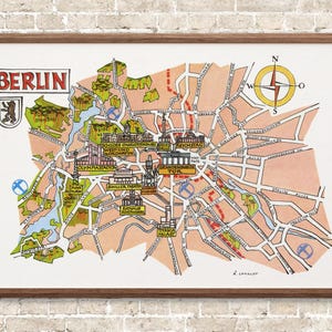 Fun Map of Berlin in Germany, Deutschland, DE - Vintage Pictorial ...