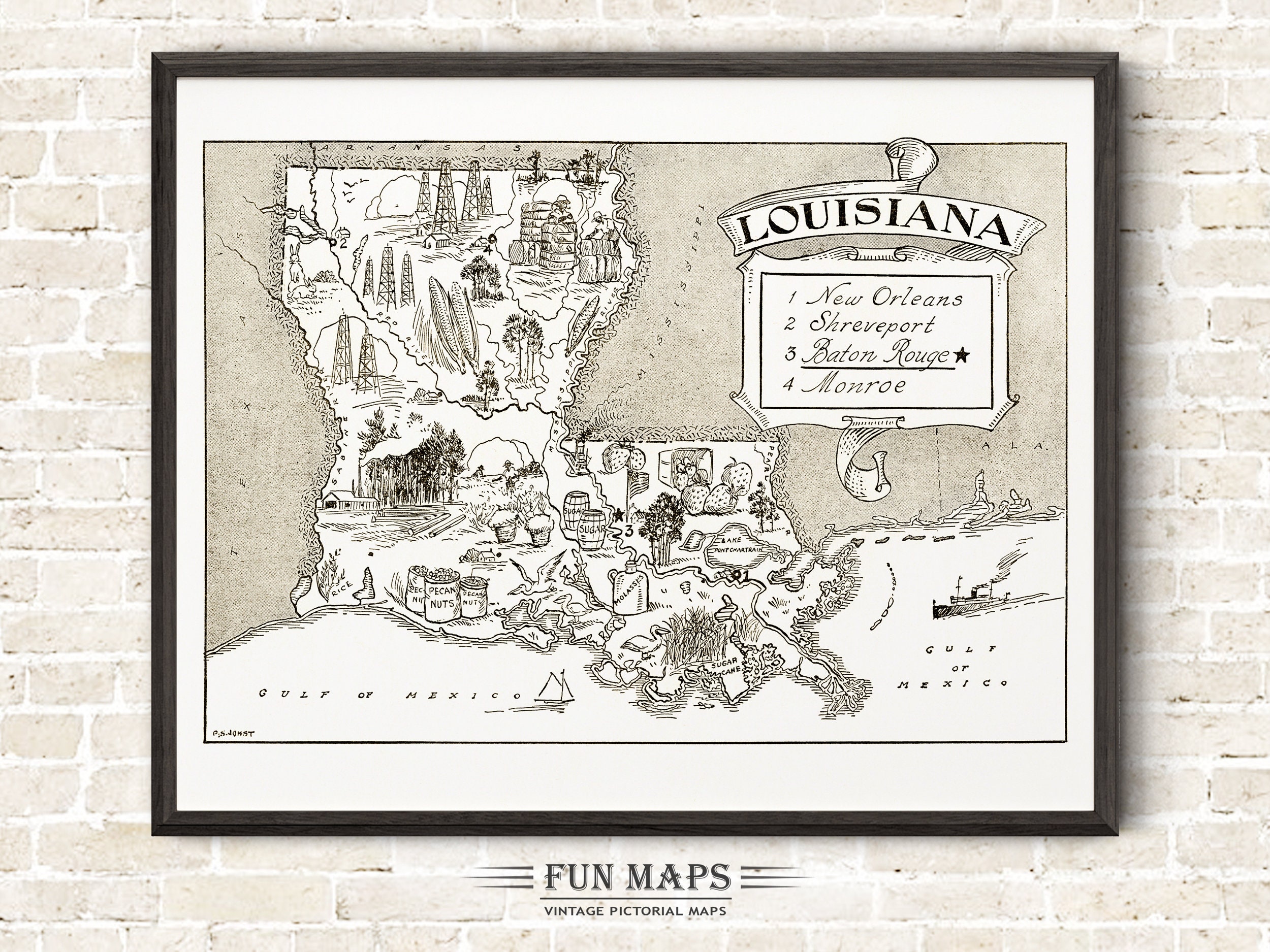 vintage louisiana map