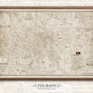 Old Map of Isfahan, Iran in the Middle East, Vintage Pictorial Print Illustration, Wall Art Décor Gift Travel Poster Picture Map Geography
