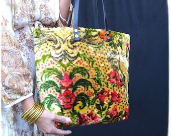 Vintage Velvet, Italian Wedding Throw Bag, Cherub and Flowers, Italian Bedspread, Gypsy Boho Handbag