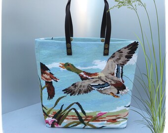 Tapestry Tote, Canvas Handbag Wild Nature, Wild ducks, Mallards
