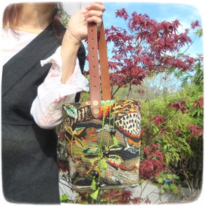 Tapestry Needlepoint Bucket Bag, Red Partridge, Woven basket bag, Feathers, Wild Bird image 3