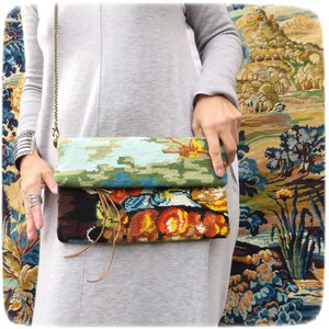 Zipper Fold over, Cross body Embroidery, Convertible bag, Versatile pouch, Still Life from Willem Kalf image 4