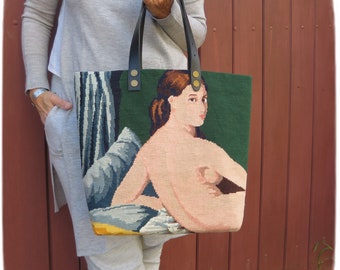 Needlepoint Tote, Handbag, French Design, Odalisque from Ingres