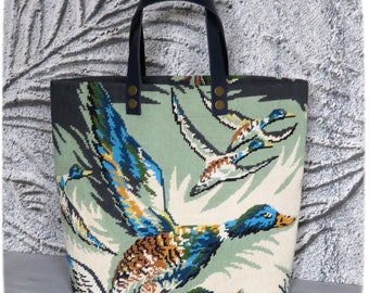 Tapestry Tote, Canvas Handbag Wild Nature, Wild ducks, Mallards