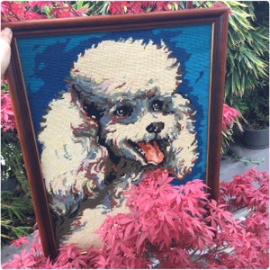 Needlepoint Tote, Handbag Royal Poodle, French Design, Dog Lover, White Poodle, Breed Dog image 9