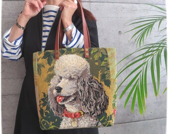 Needlepoint Tote, Handbag Royal Poodle, French Design, Dog Lover