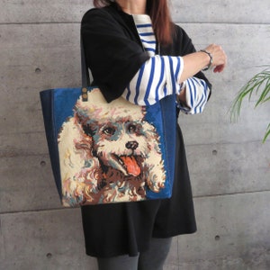 Needlepoint Tote, Handbag Royal Poodle, French Design, Dog Lover, White Poodle, Breed Dog image 4