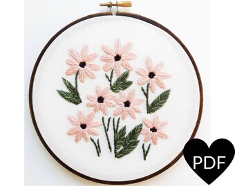 summer flowers embroidery pattern pdf pattern flower hand etsy