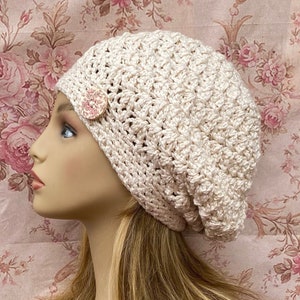 Cream Cotton Slouchy,Ivory Slouch,Off White Cotton Beanie, Soft  Slouchy,Cotton Chemo Hat,Light Weight Chemo Hat,Chemo Hat READY TO SHIP