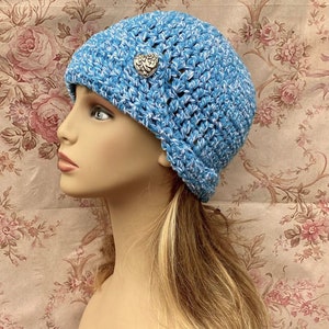 Aqua Cotton Beanie, Cotton Button Cap,Teal Blue Chemo Hat, Light Weight Chemo Hat, Cotton Chemo Hat, Chemo Hat,Cotton Cap,READY TO SHIP