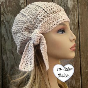 Cotton Beanie with Tie, Summer Beanie,Cotton Cloche, Chemo Hat, Summer Hat, Spring Hat, Women&#39;s Chemo Caps,Summer Chemo Hat,Cotton Chemo Hat