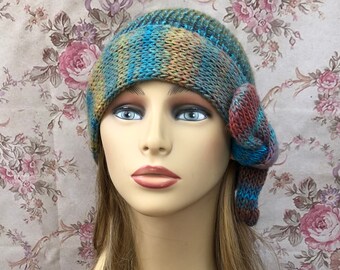 Chemo Hat Winter Chemo Cap Soft Winter Cloche with Side Tie Winter Beanie Pink READY TO SHIP Crochet Hat Winter Hat Blue Grey