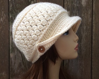 Women's Newsboy, Winter Newsboy Hat, Visor Beanie, Soft Chemo Hat,Winter Newsboy, Winter Hat, Warm Chemo Hat, Womens Billed Hat