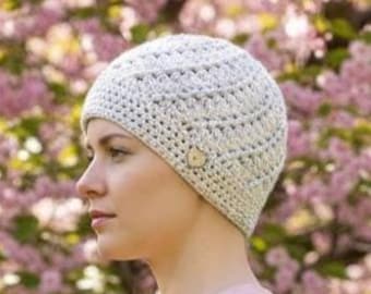 Gorro de quimioterapia de algodón con remolino de ganchillo: Gorro suave para quimioterapia, gorro de verano