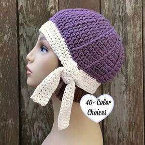 Cotton Beanie with Tie, Summer Beanie,Cotton Cloche, Chemo Hat, Summer Hat, Spring Hat, Women&#39;s Chemo Caps,Summer Chemo Hat,Cotton Chemo Hat