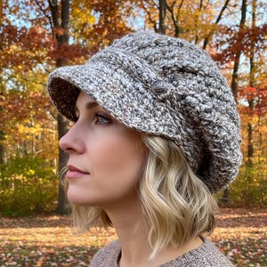 Crochet Newsboy Hat Pattern: The Riley, Women's Winter Hat (PDF Download)