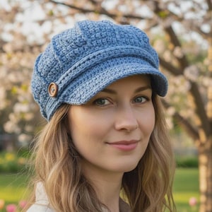 Crochet Cotton Newsboy Hat: Women's Summer Chemo Cap