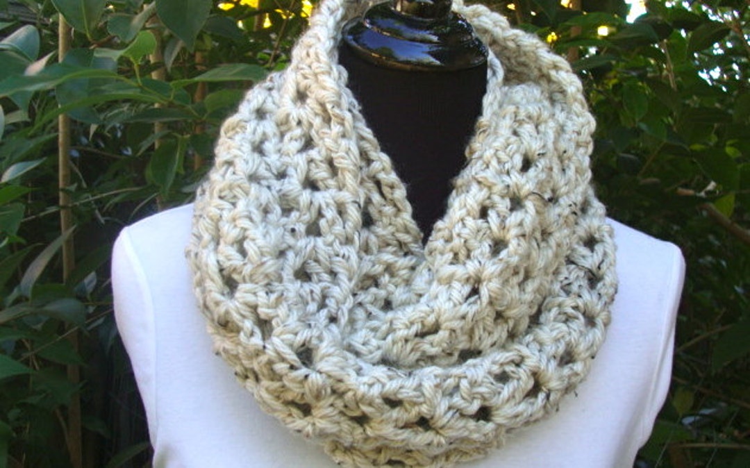Chunky Knit Infinity Scarf: Soft Acrylic Lacy Cowl Neck Warmer - Etsy