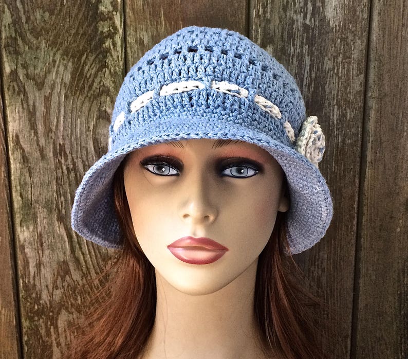 Cotton Sun Hat With Flower Summer Brimmed Hat Cotton Summer | Etsy