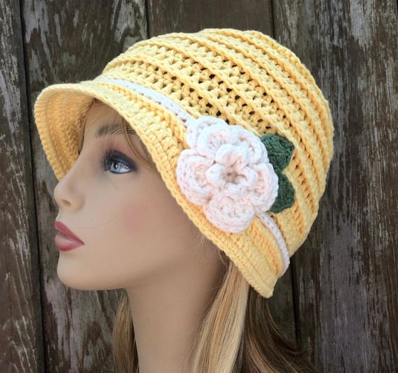 40 Colors Cotton Cloche With Flower Crochet Hat Cotton | Etsy
