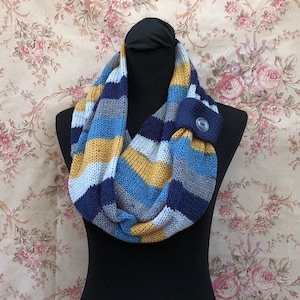 Blue Soft Infinity Scarf, Blue Green White Scarf, Woman Winter Scarf, Infinity Scarf, Women Loop Scarf,Blue Scarf,Circle Scarf READY TO SHIP